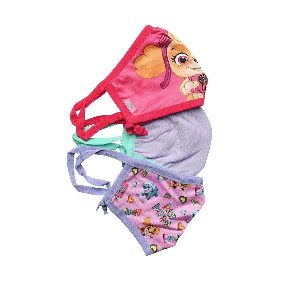 Paw Patrol Pink Lilac Masks Face Coverings 3 Pack with Adjustable Ear Strap